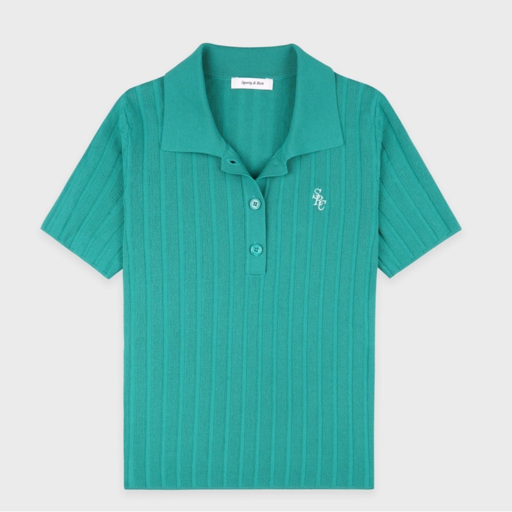 Sporty & Rich Ribbed Polo Top – Spring Green - Picture 14 of 14